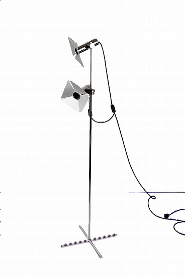 Chrome-plated floor lamp with 2 lights, 1970s