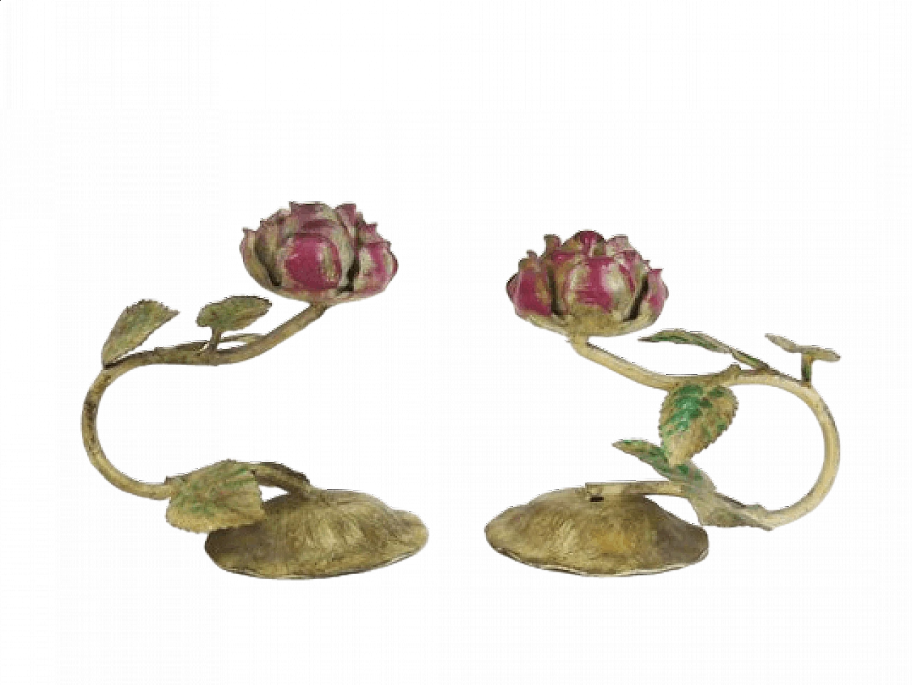 Coppia di rose in ferro battuto, anni '60 1407165