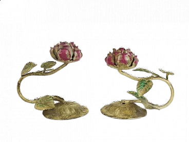 Coppia di rose in ferro battuto, anni '60