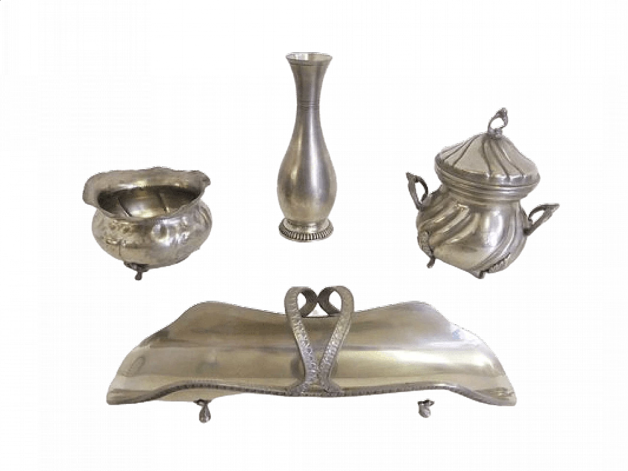 4 Oggetti per la tavola in peltro fatti a mano, anni '60 1407236