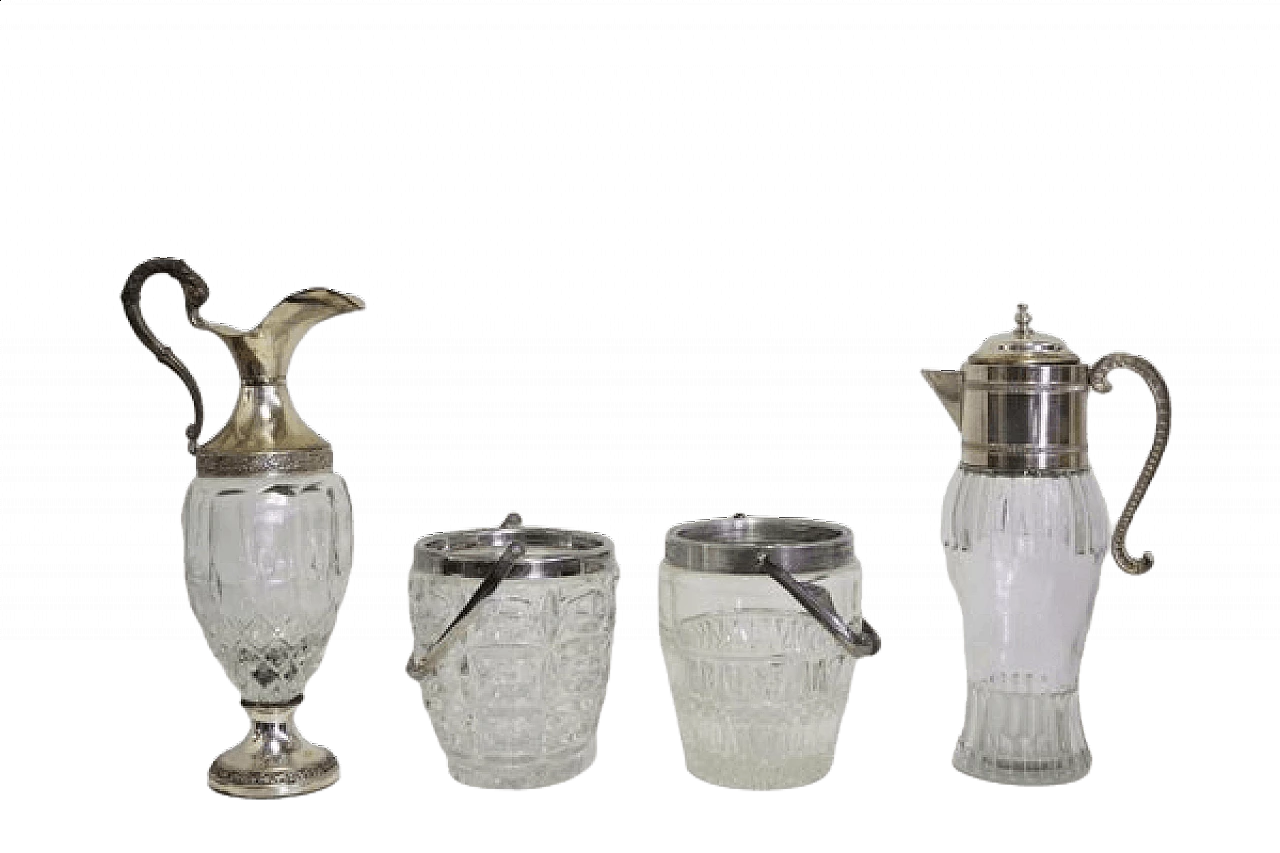 4 Glass jugs with silver rim Vecchia Romagna, 1960s 1407124