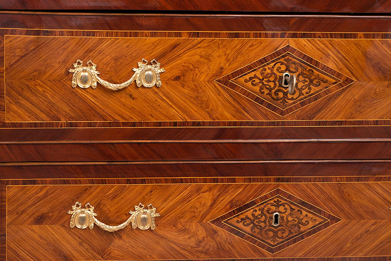 Louis XVI wooden chest of drawers with marble top, 18th century 2