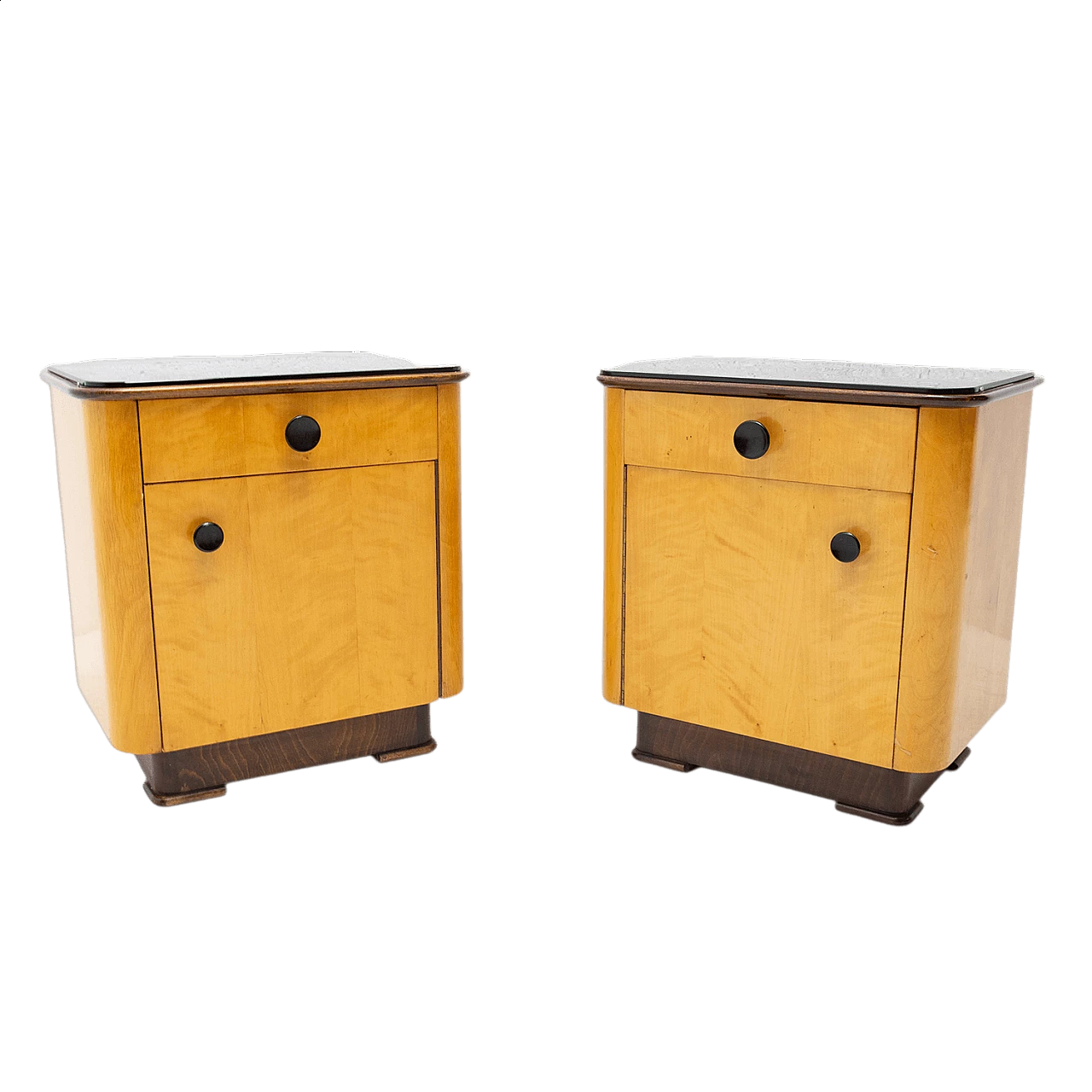 Coppia di comodini in noce di UP Zavody, anni '50 29