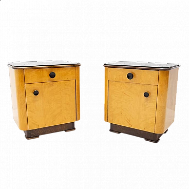 Pair of walnut bedside tables by UP Zavody, 1950s