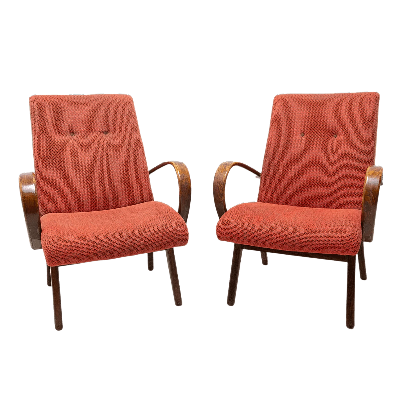 Coppia di poltrone di Jaroslav Šmídek in legno curvato, anni '60 23