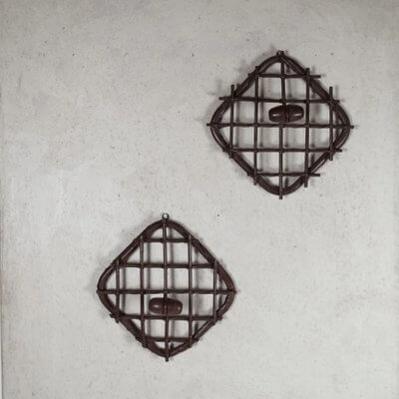 Coppia di appendiabiti in canna indiana di Olaf Von Bohr, anni '60 9