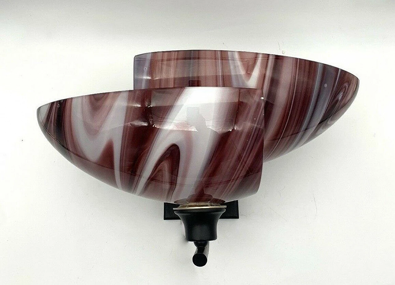 Coppia di applique in vetro di Murano e ferro attribuibili a Vistosi, anni '80 6