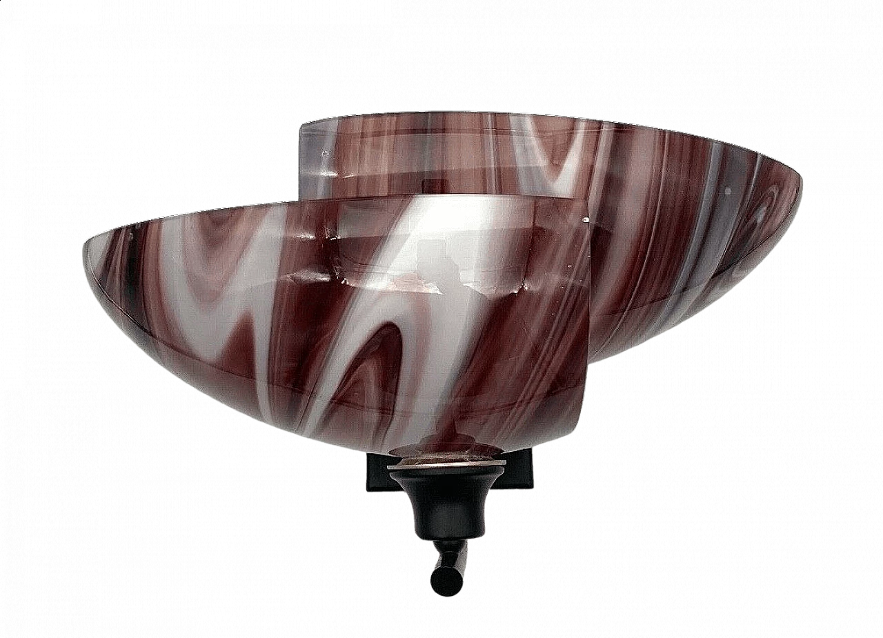 Coppia di applique in vetro di Murano e ferro attribuibili a Vistosi, anni '80 7