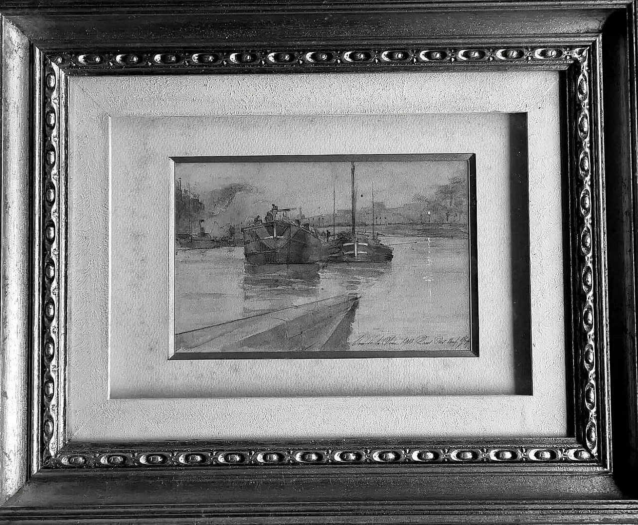 Acquerello "PARIS PONT NEUF sur la SEINE" di GIOVANNI GREPPI, 1910 3