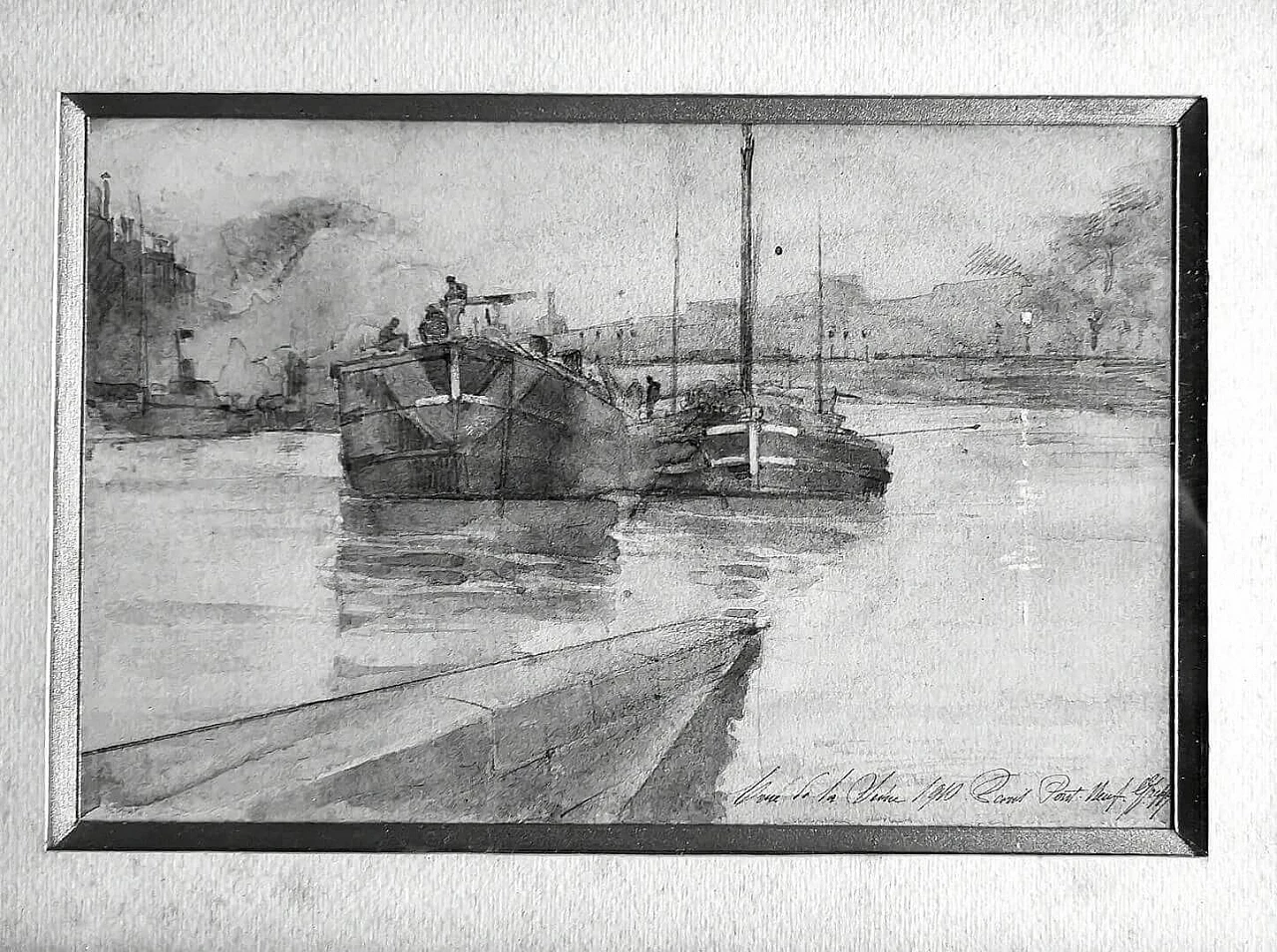 Acquerello "PARIS PONT NEUF sur la SEINE" di GIOVANNI GREPPI, 1910 8
