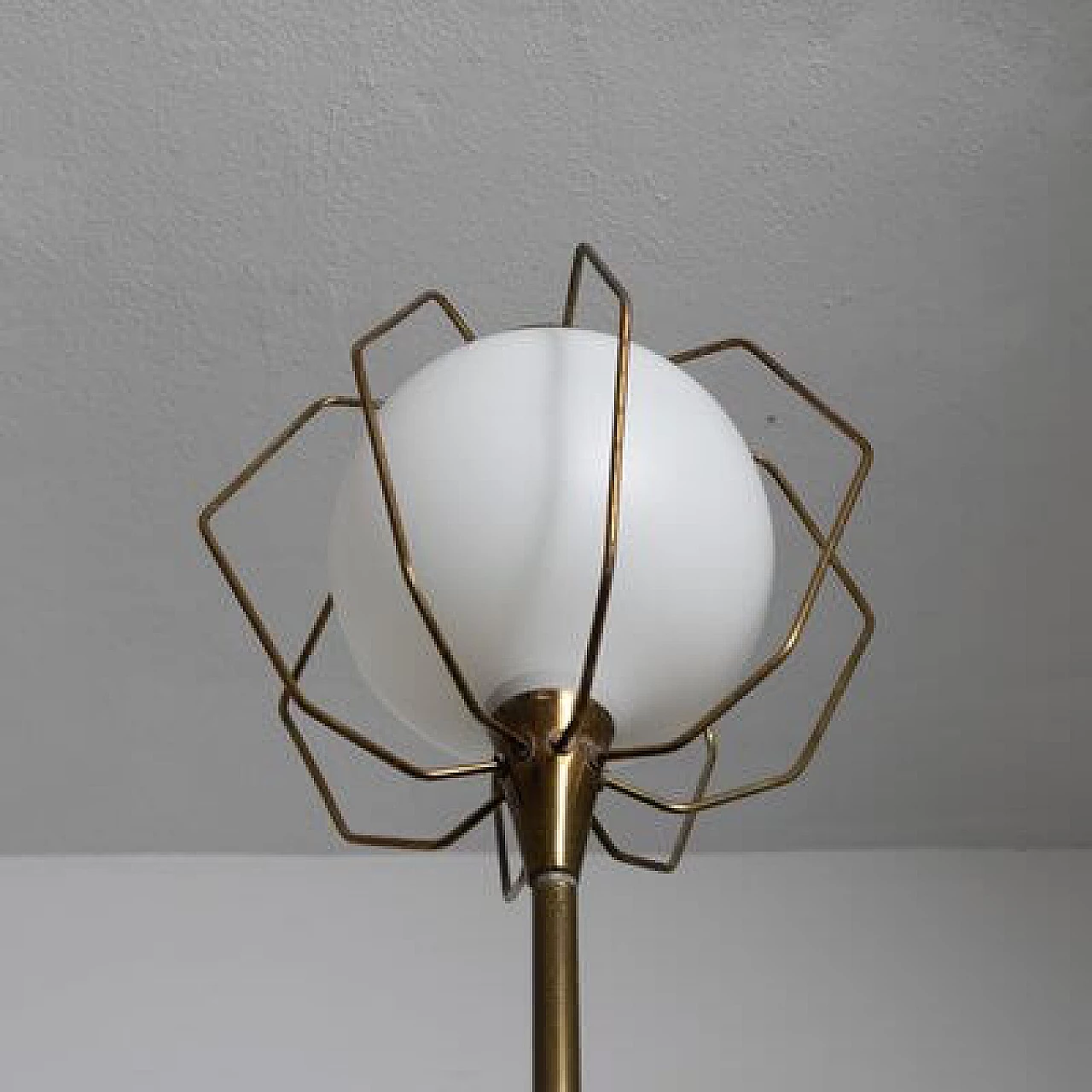 Brass and glass floor lamp, 1950s 4