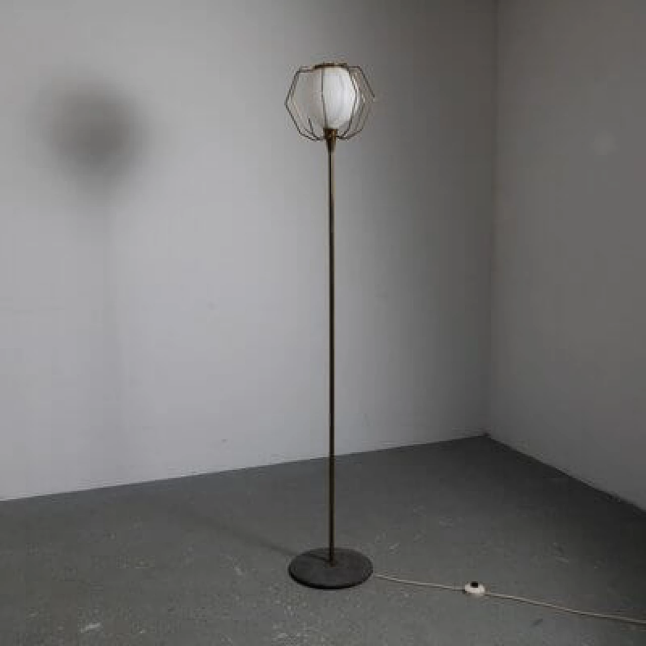 Brass and glass floor lamp, 1950s 7
