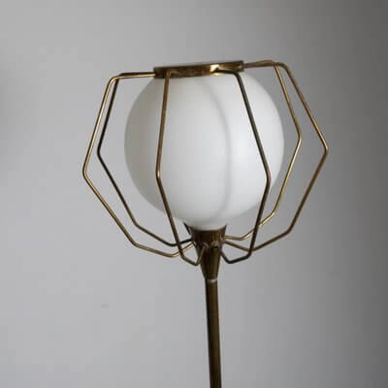 Brass and glass floor lamp, 1950s 12