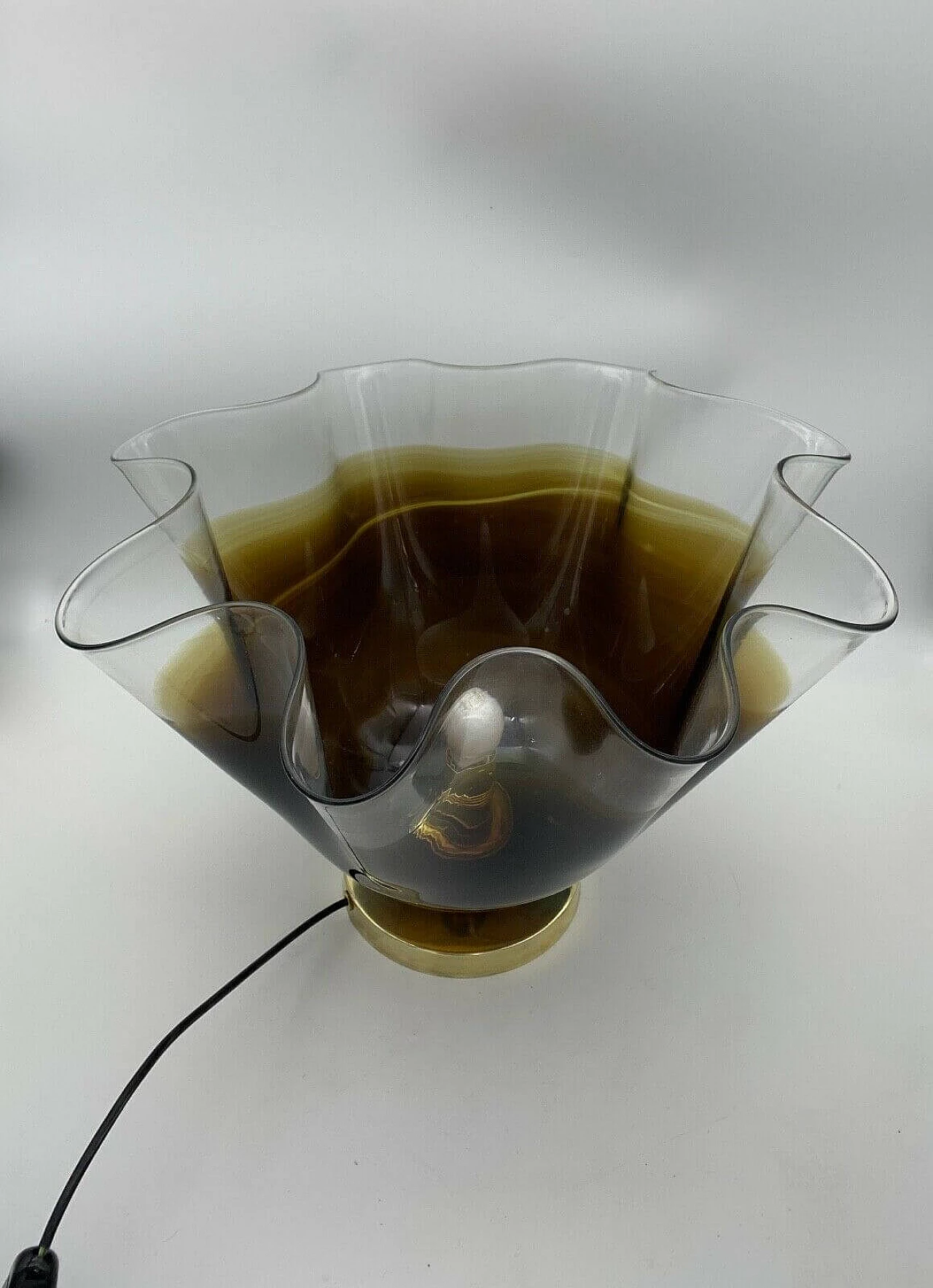 Table lamp in Murano glass and brass attributable to Vistosi, 60s 3