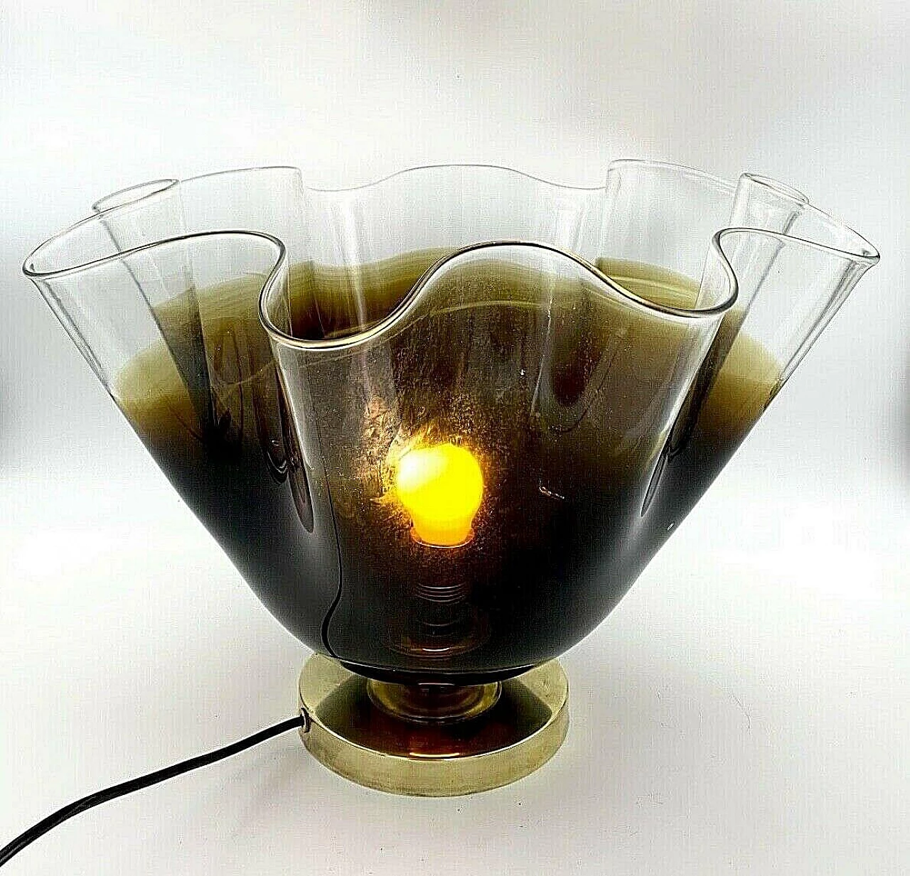 Table lamp in Murano glass and brass attributable to Vistosi, 60s 6