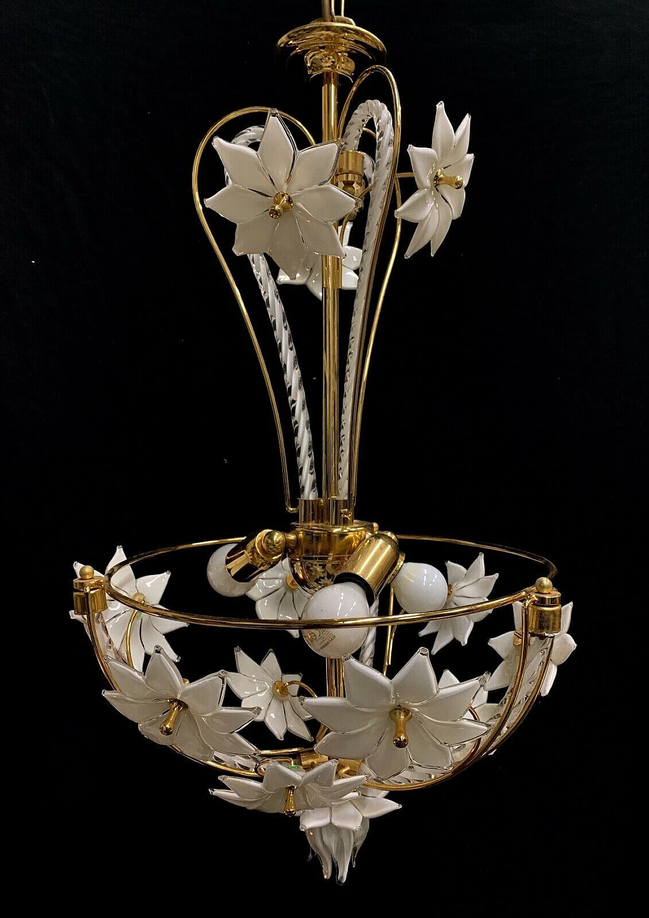 Chandelier in gilded iron and Murano glass by La Murrina, 80s 2