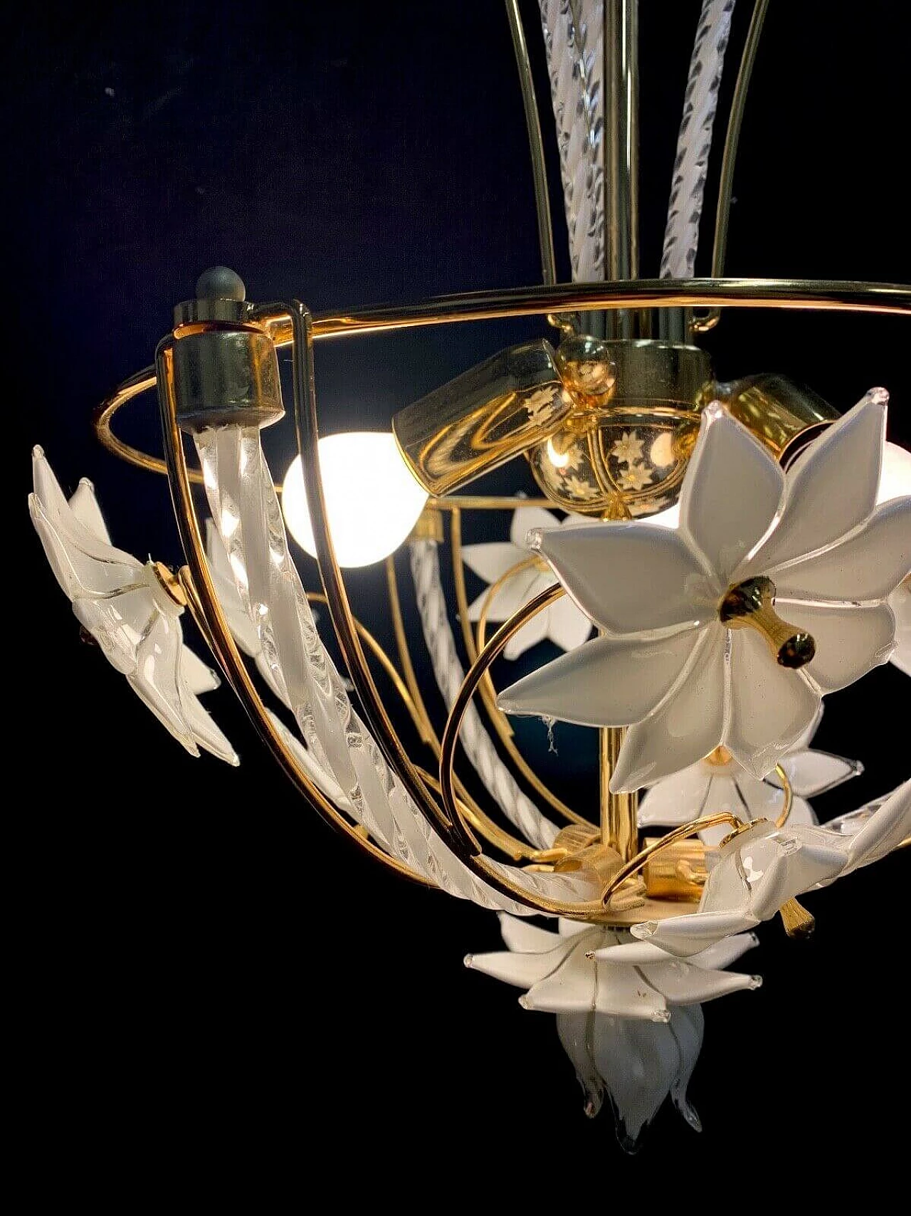 Chandelier in gilded iron and Murano glass by La Murrina, 80s 4