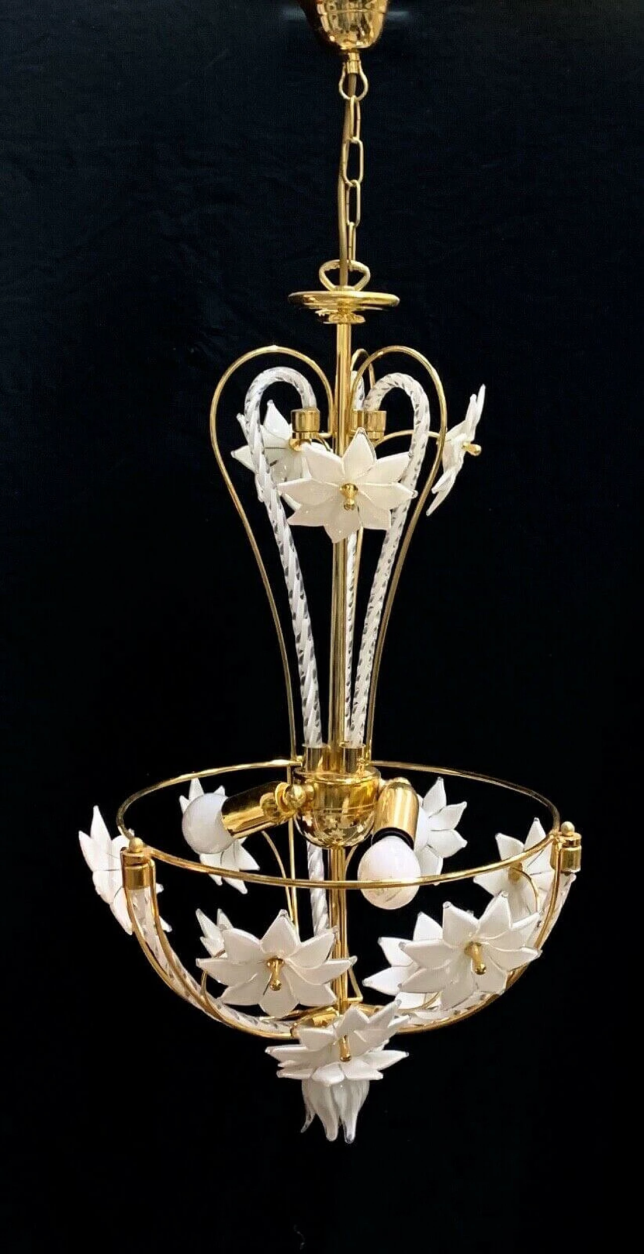 Chandelier in gilded iron and Murano glass by La Murrina, 80s 5