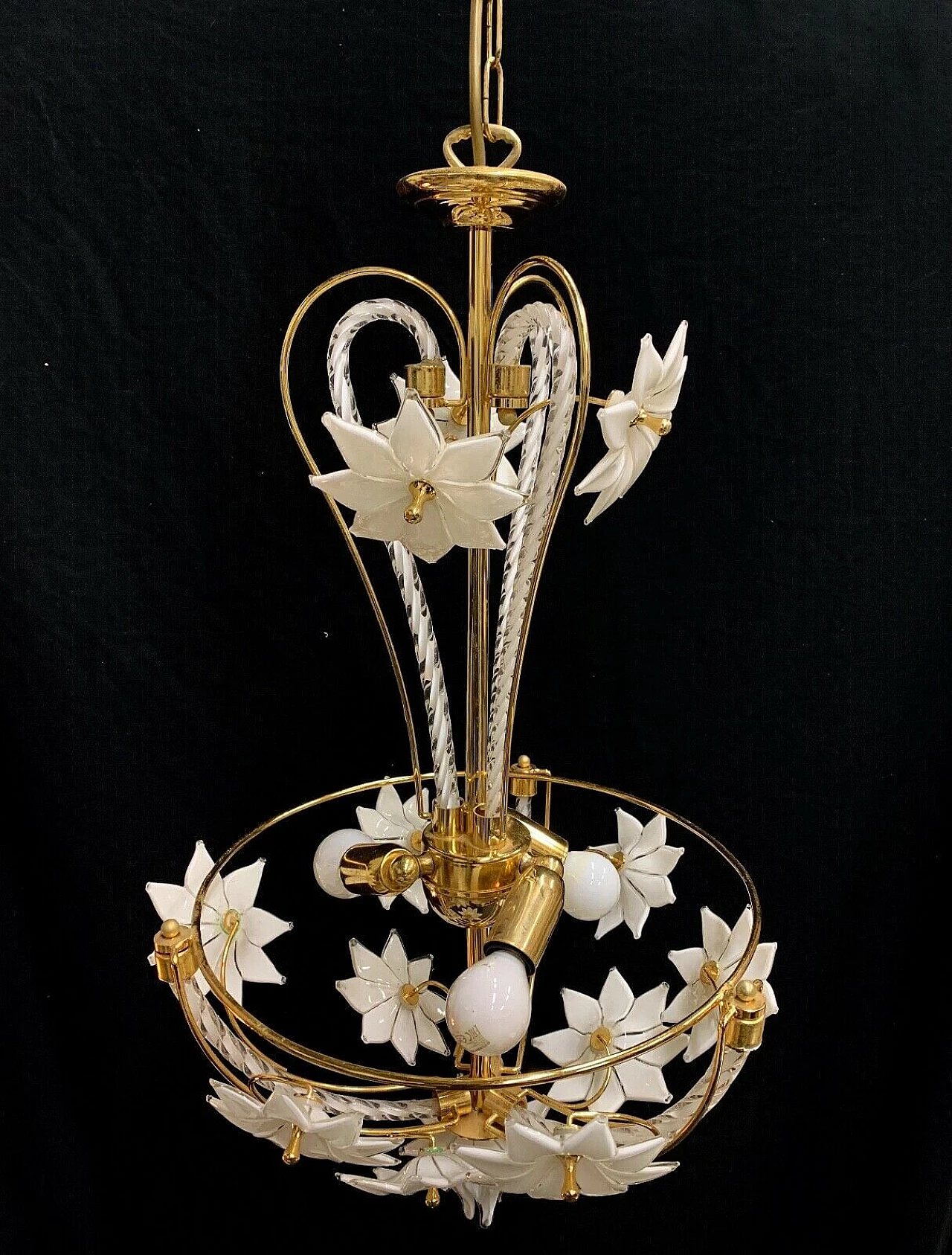 Chandelier in gilded iron and Murano glass by La Murrina, 80s 6