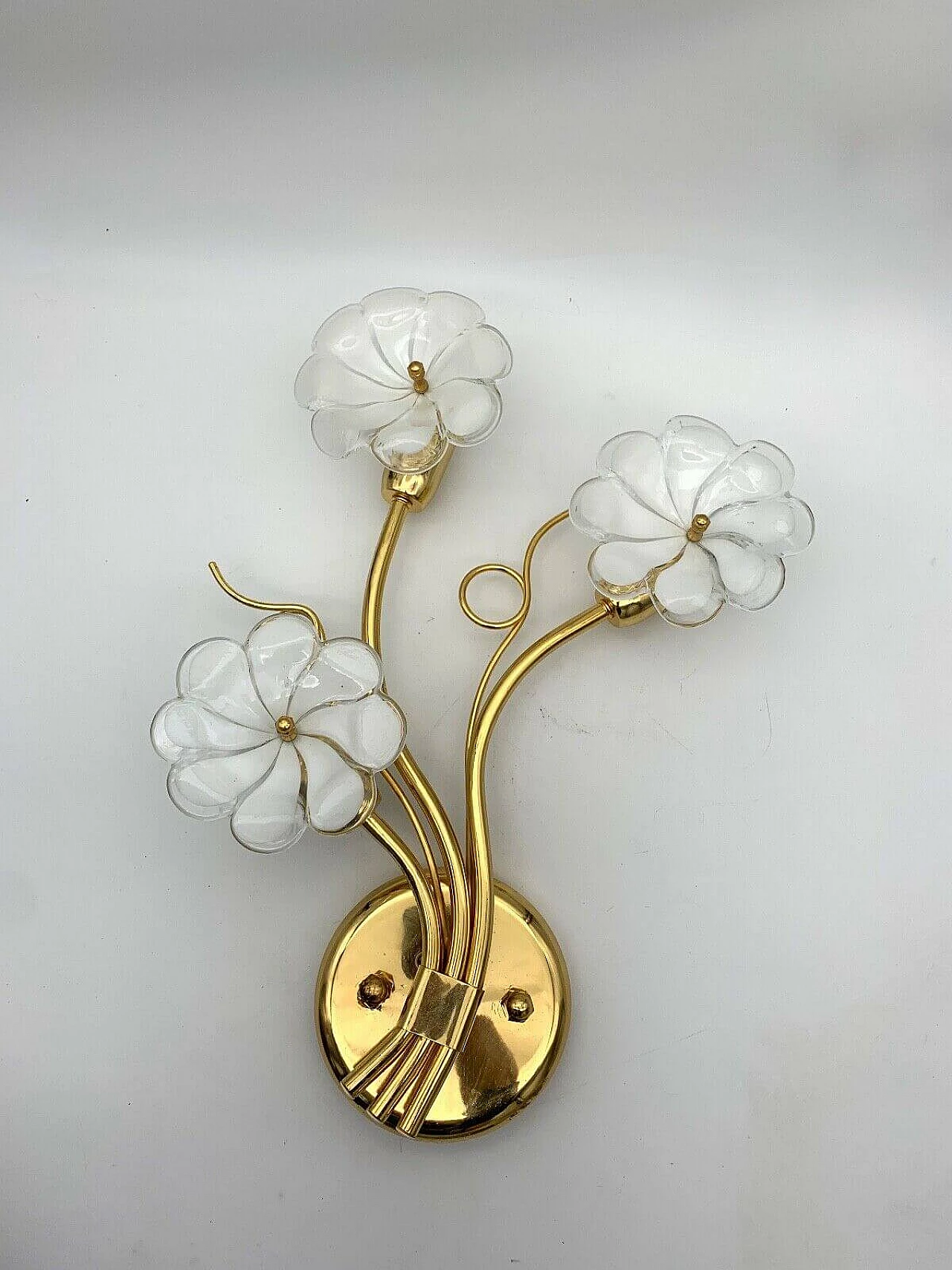 Wall sconce in gilded iron and Murano glass, 80s 5