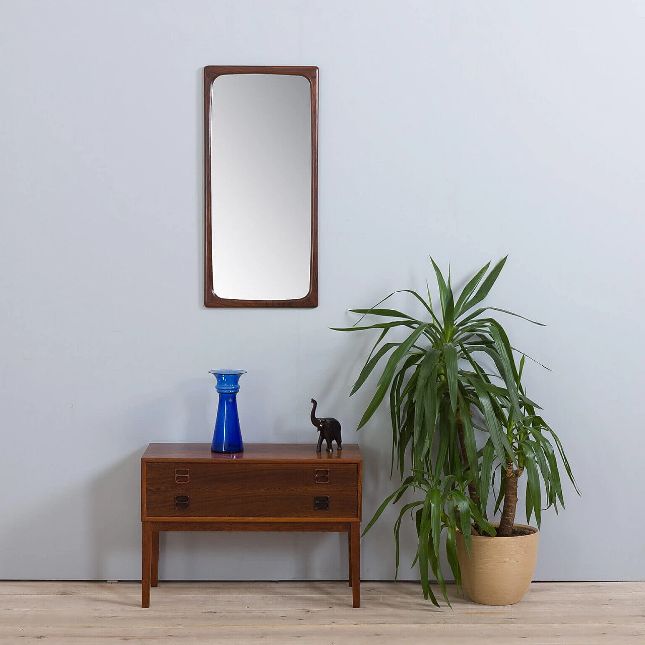 Chest of drawers and mirror in the style of Kai Kristiansen in rosewood, 60s 1