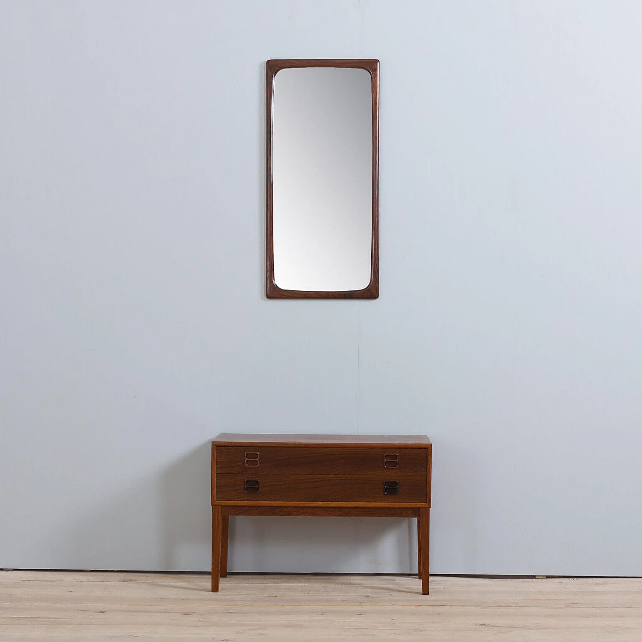 Chest of drawers and mirror in the style of Kai Kristiansen in rosewood, 60s 4