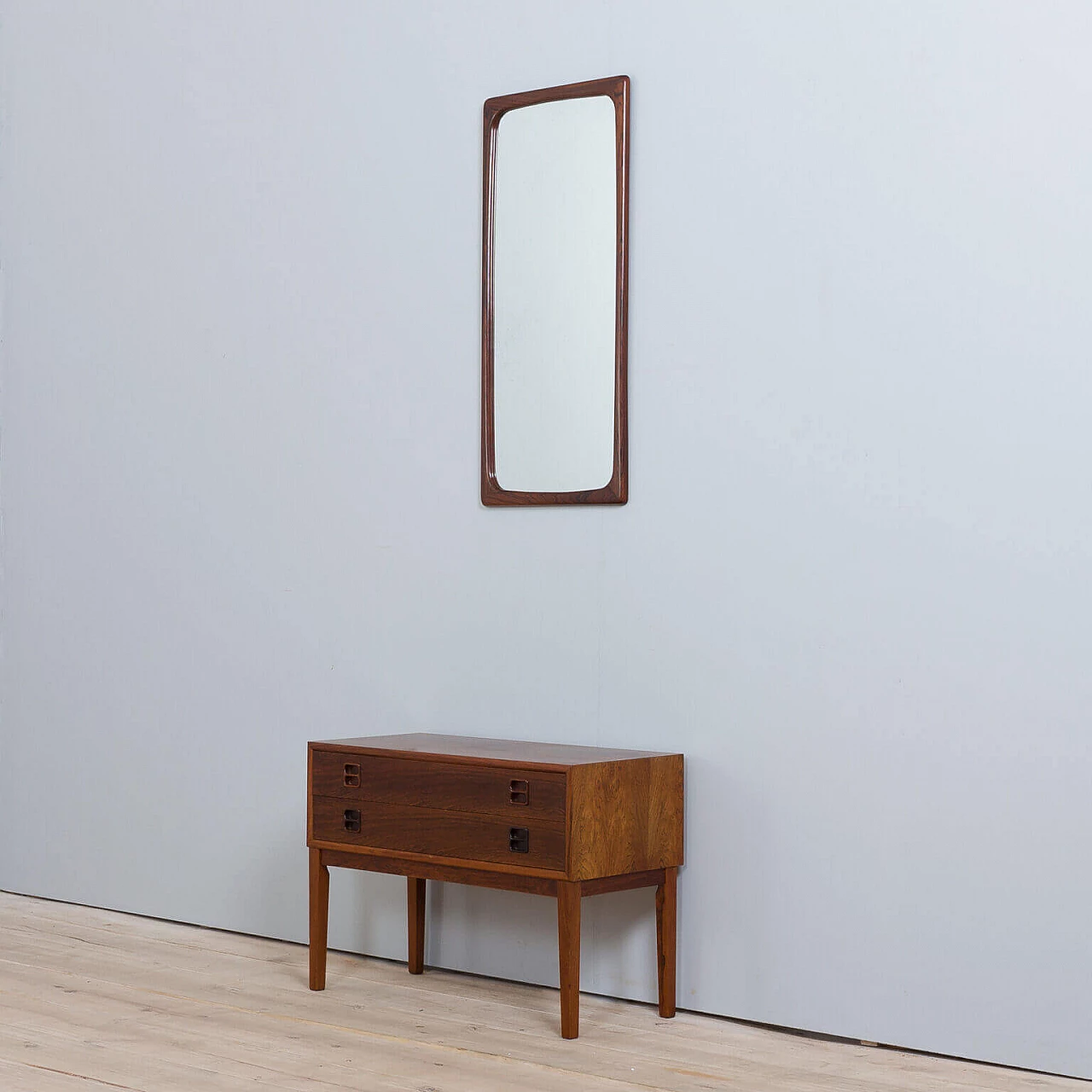Cassettiera e specchio nello stile di Kai Kristiansen in palissandro, anni '60 5