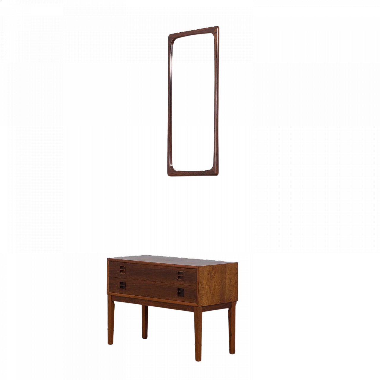 Chest of drawers and mirror in the style of Kai Kristiansen in rosewood, 60s 16
