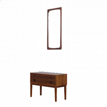 Chest of drawers and mirror in the style of Kai Kristiansen in rosewood, 60s