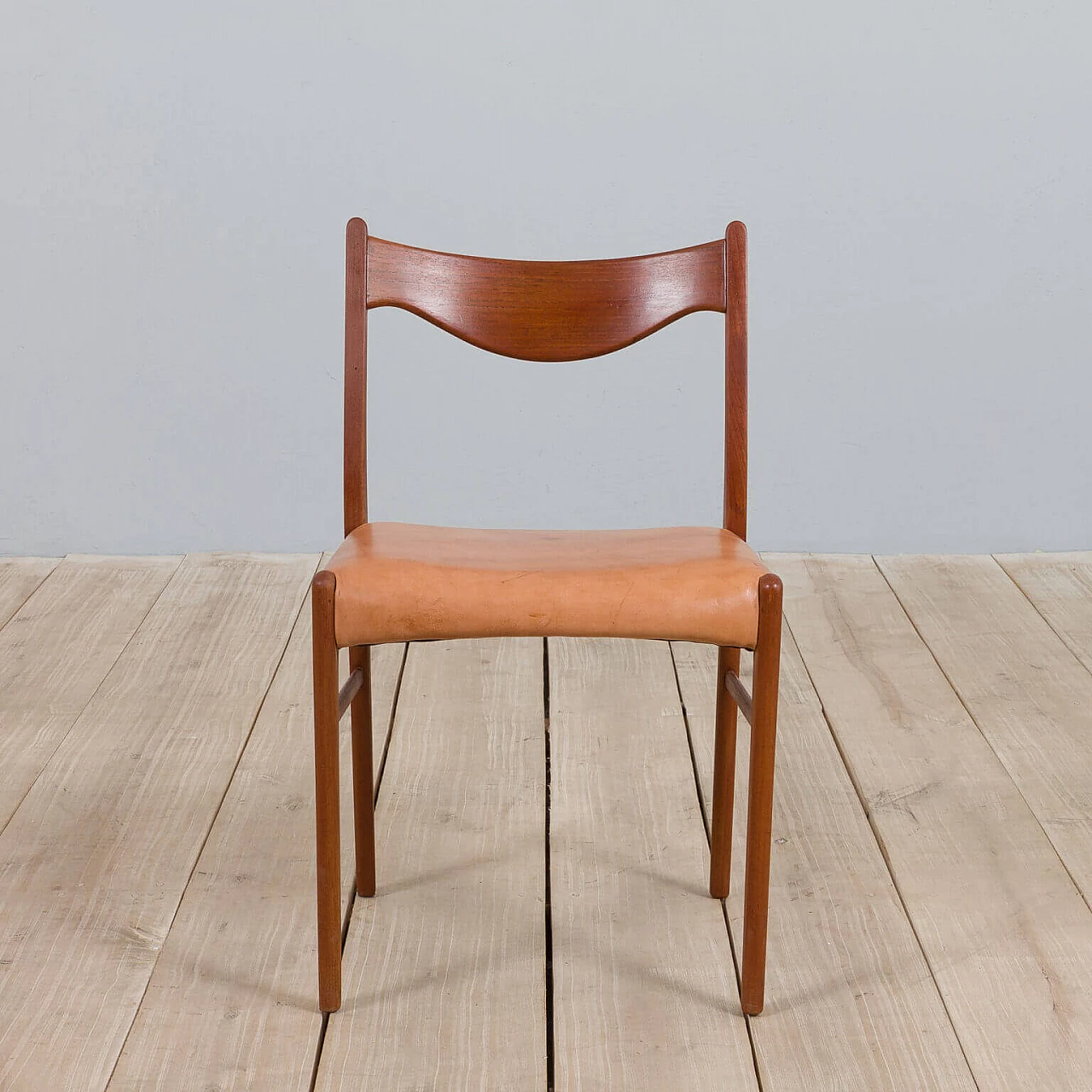 4 GS60 chairs in teak and leather by Arne Wahl Iversen for Glyngøre Stolefabrik, 60s 5