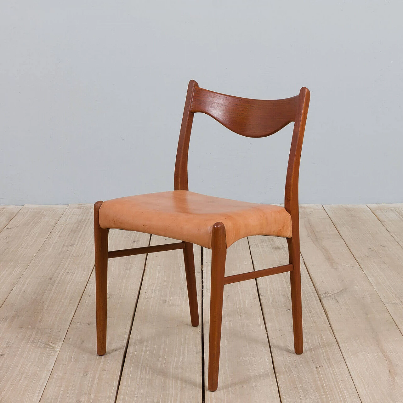 4 GS60 chairs in teak and leather by Arne Wahl Iversen for Glyngøre Stolefabrik, 60s 6