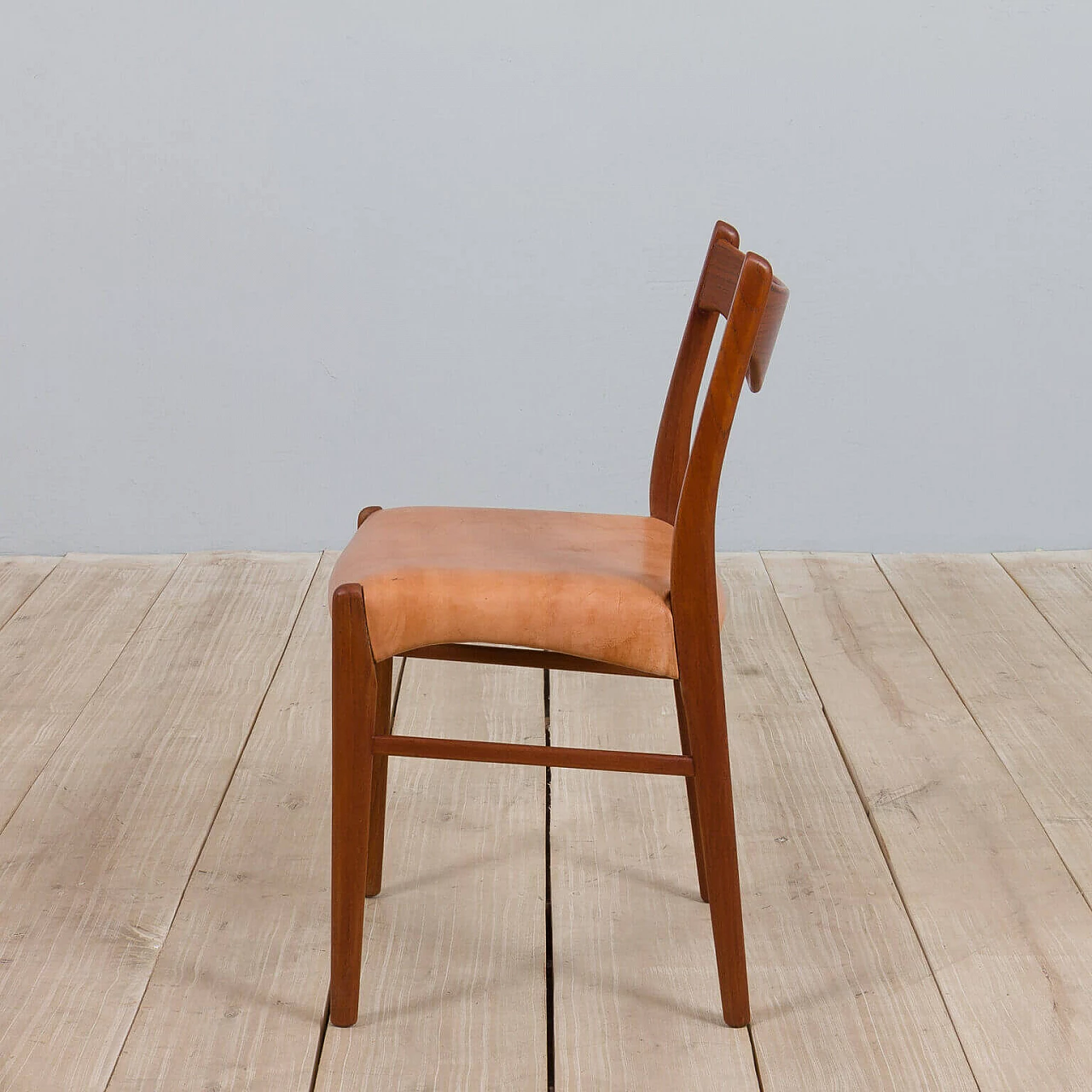 4 GS60 chairs in teak and leather by Arne Wahl Iversen for Glyngøre Stolefabrik, 60s 7
