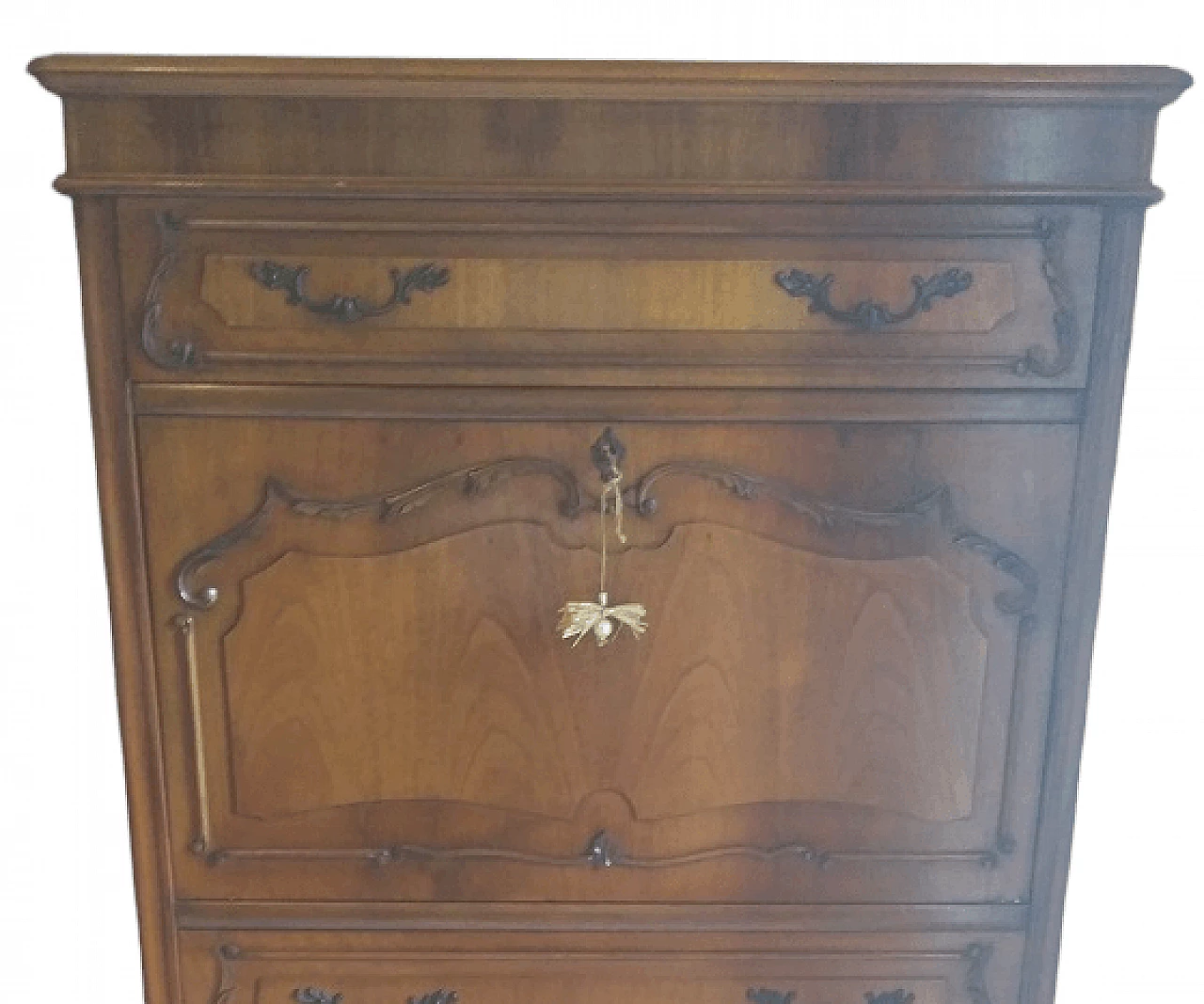 Cassettiera in legno con ribalta, anni '60 5