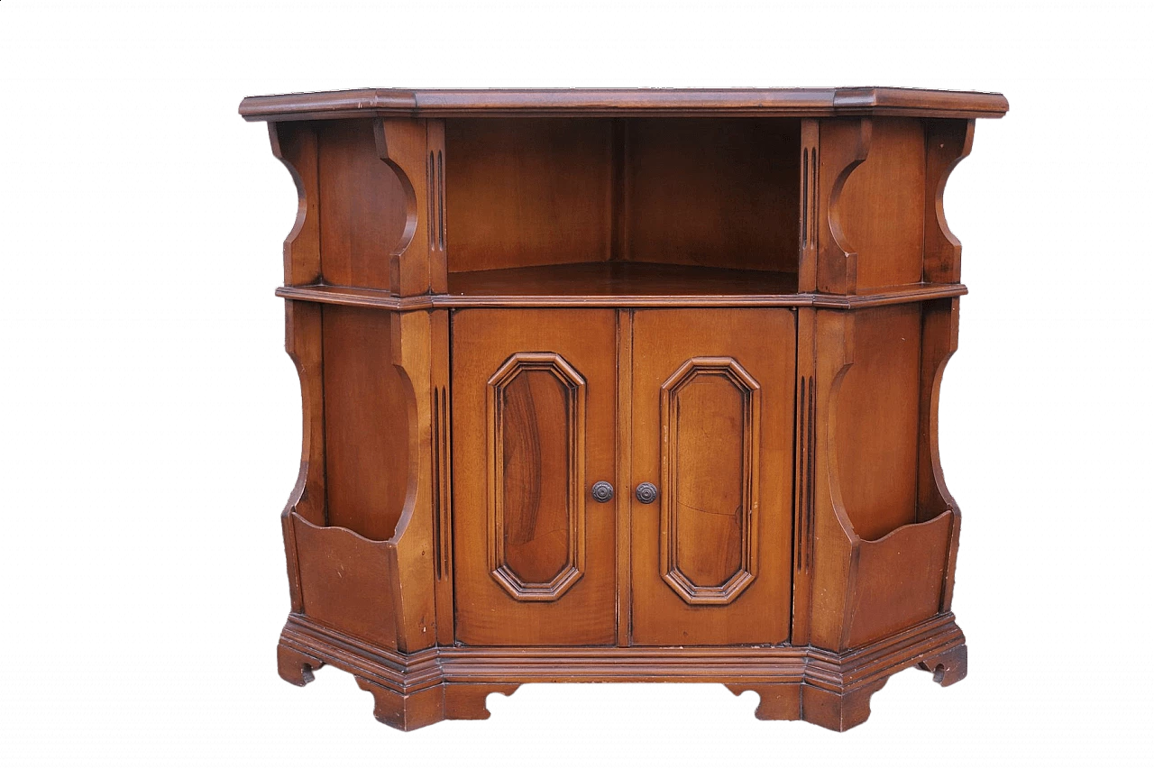 Walnut corner cabinet with magazine rack, 1950s 1380180