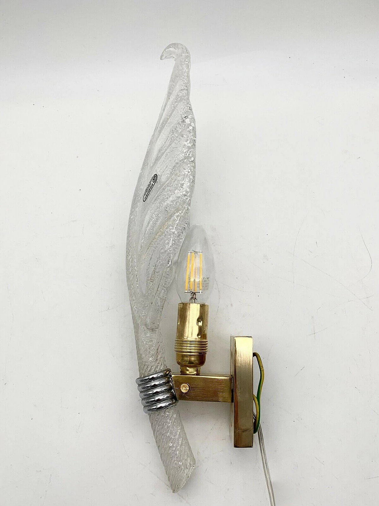 Leaf wall sconce in Murano glass and brass by Flavio Poli for Seguso, 60s 2