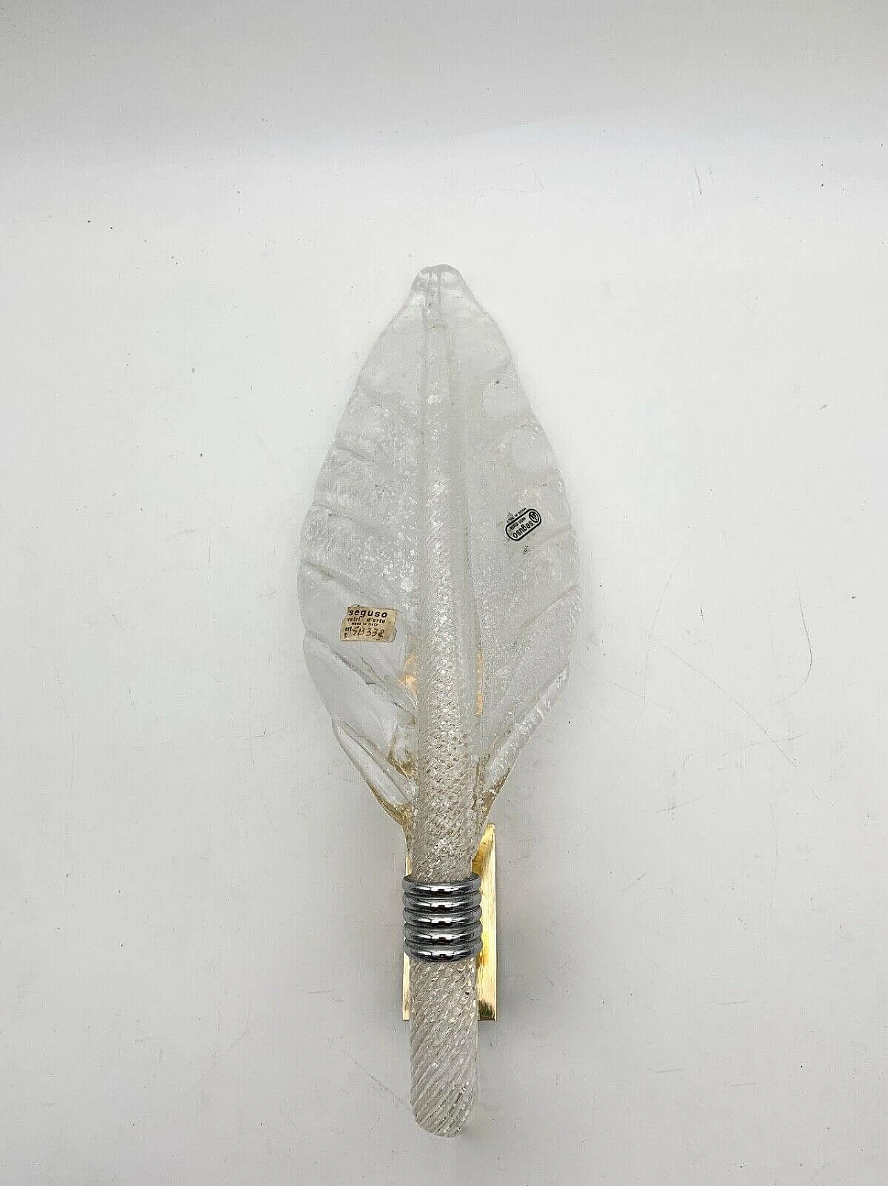 Leaf wall sconce in Murano glass and brass by Flavio Poli for Seguso, 60s 3