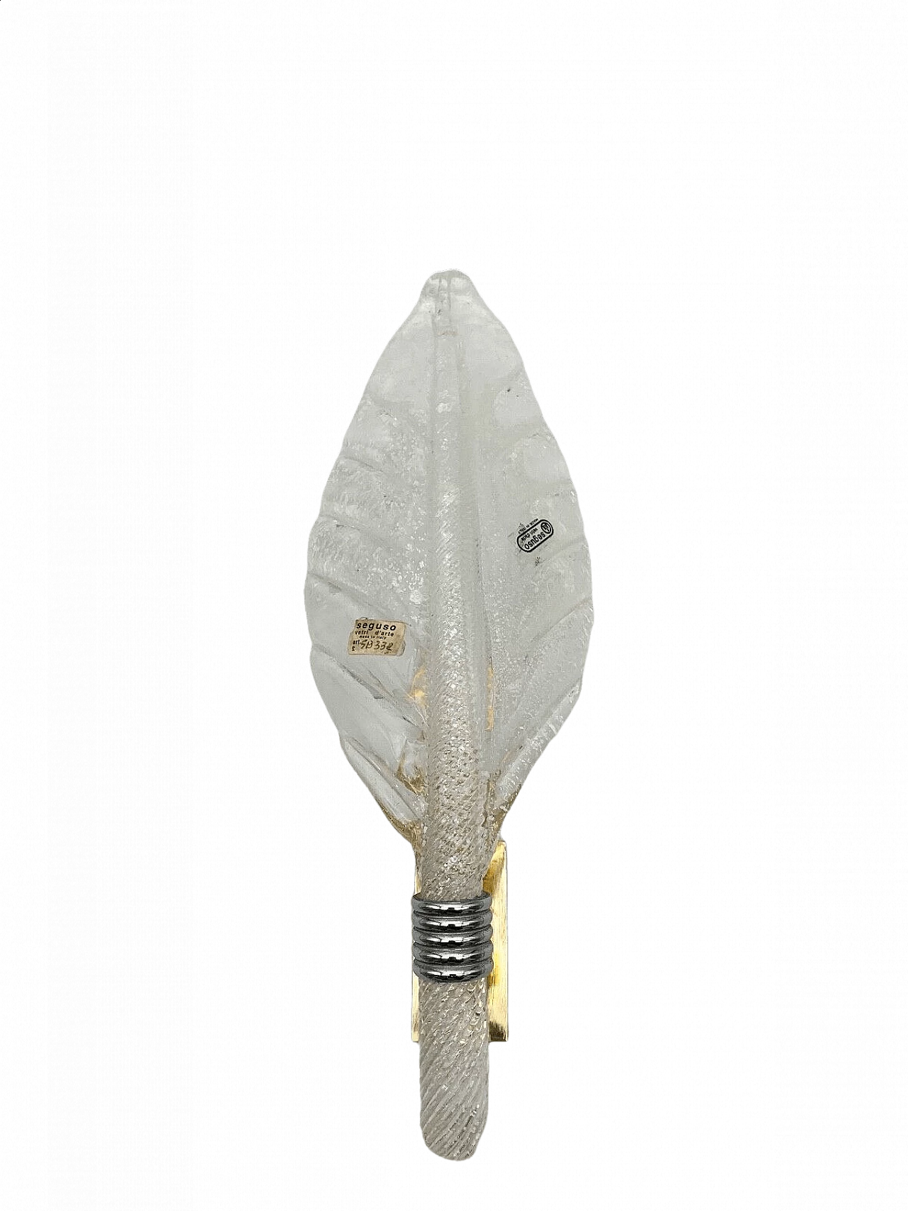 Leaf wall sconce in Murano glass and brass by Flavio Poli for Seguso, 60s 7