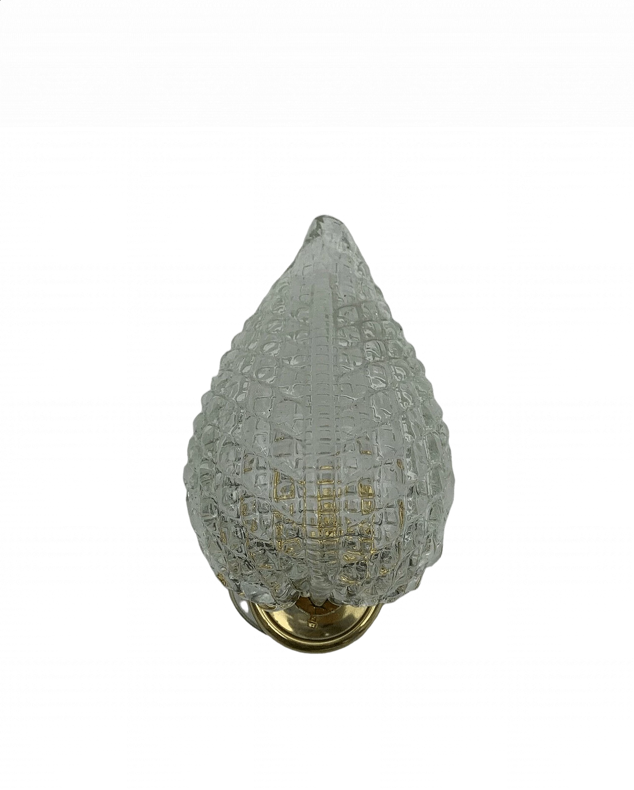 Pair of leaf-shaped wall sconces in Murano glass and brass by Seguso, 50s 5
