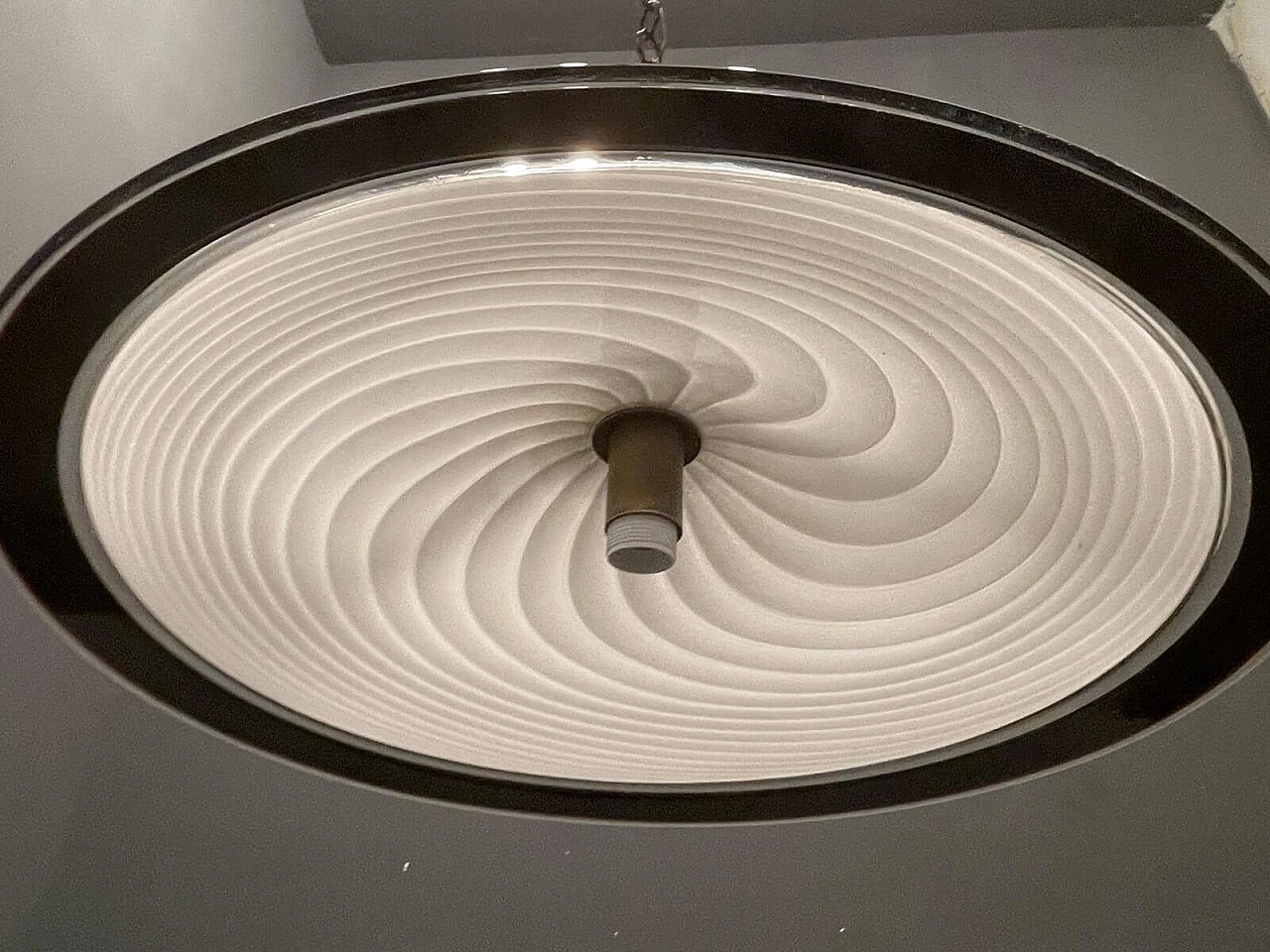 Lampadario in vetro di Murano bianco e nero, anni '60 5