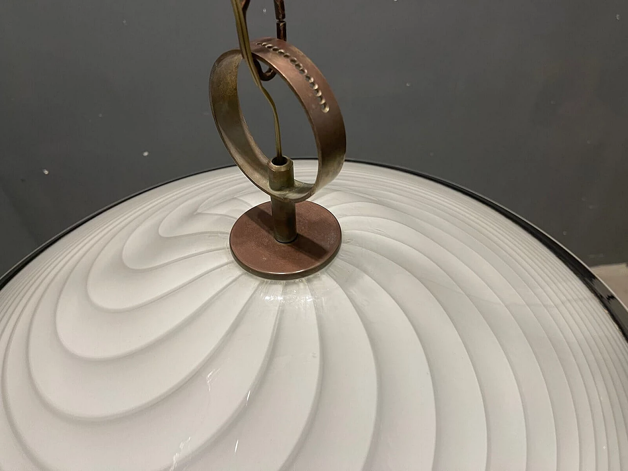 Lampadario in vetro di Murano bianco e nero, anni '60 6