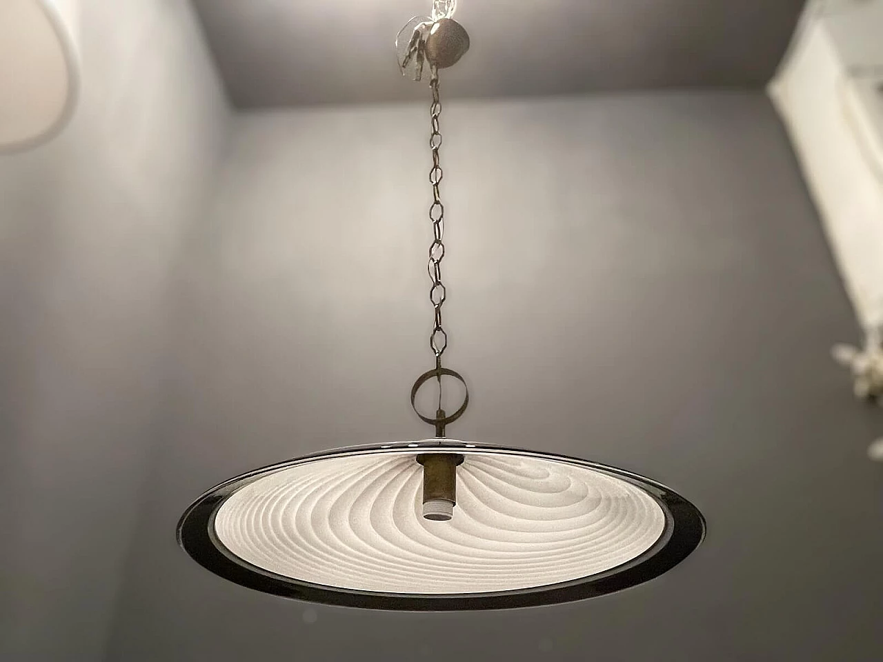 Lampadario in vetro di Murano bianco e nero, anni '60 7