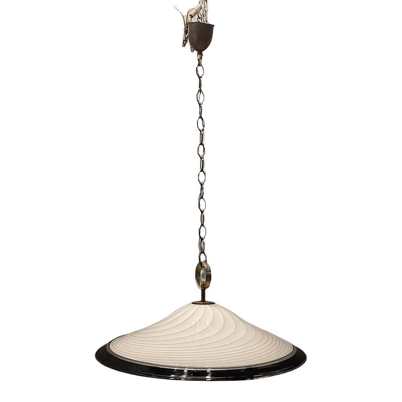 Lampadario in vetro di Murano bianco e nero, anni '60 9