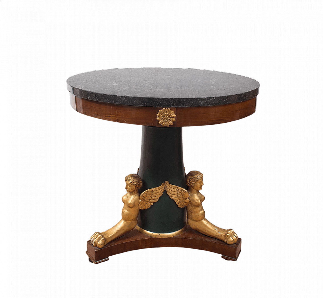 Mahogany feather coffee table with black marble top, 19th century 4