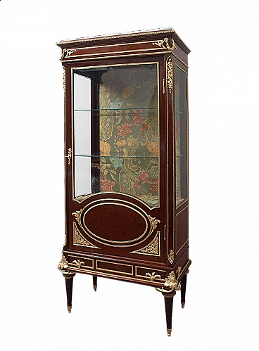 Napoleon III style showcase in mahogany with marble top, 19th century