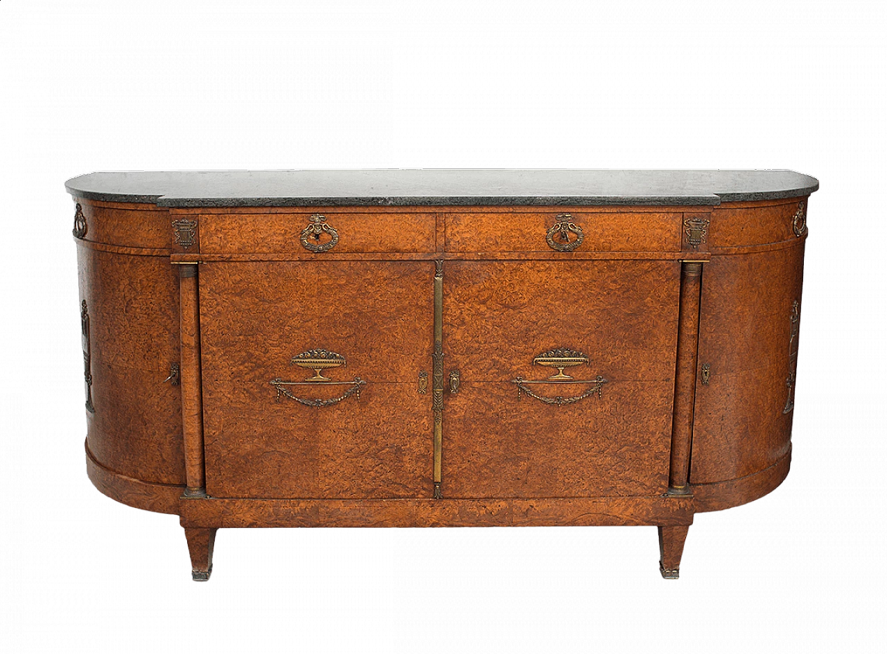 Credenza in stile Napoleone III in radica di tuia con piano in marmo, '800 8