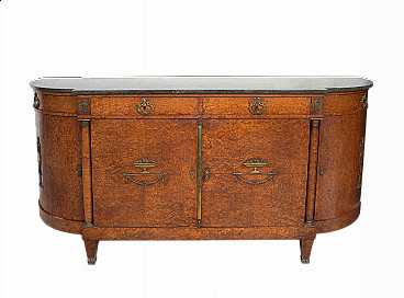 Napoleon III style sideboard in thuja burl with marble top, 19th century