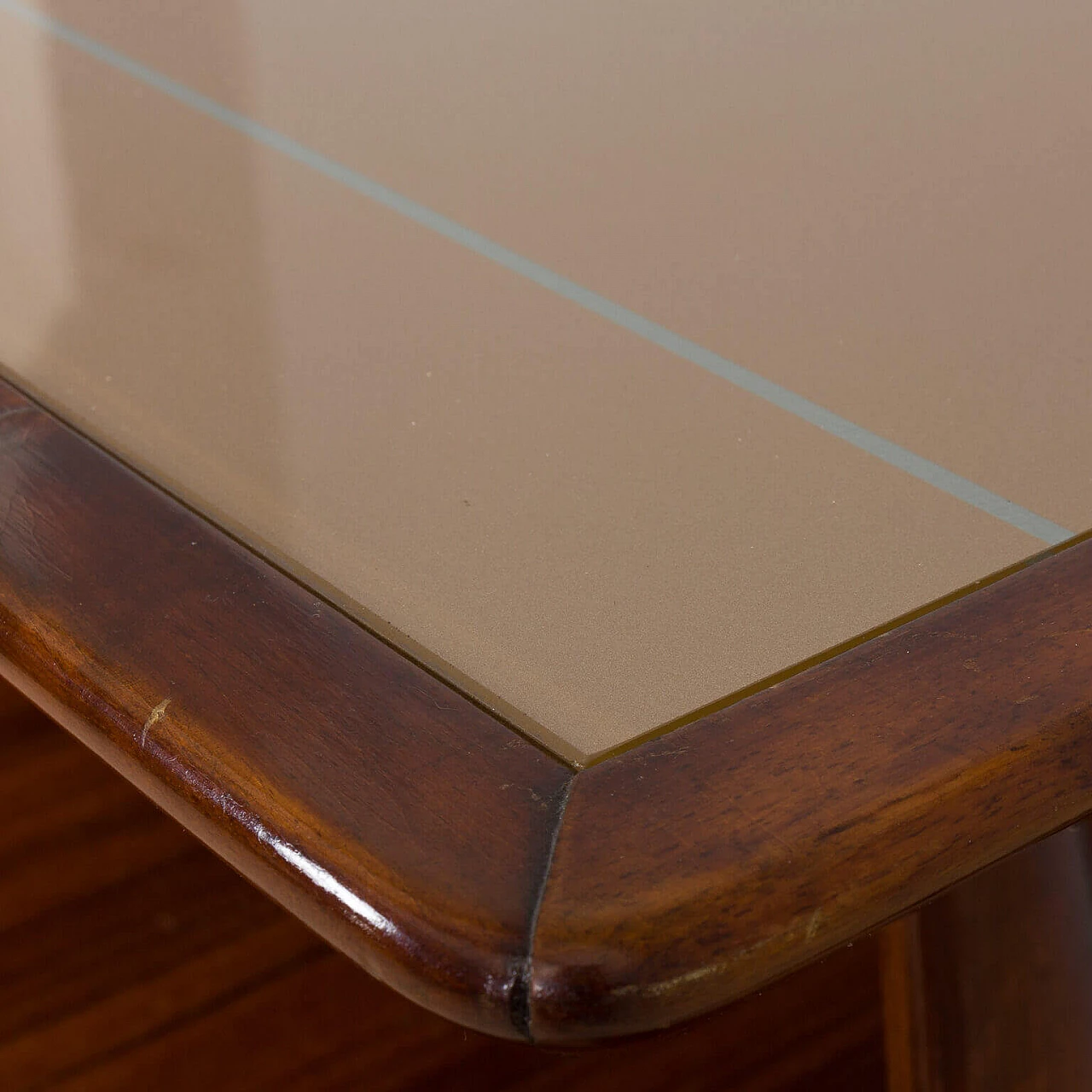 Sideboard in inlaid walnut and brass with glass top by Vittorio Dassi, 50s 13