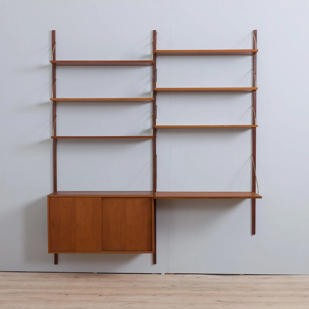 Wall unit in teak and brass by Hansen & Guldborg, 60s 4
