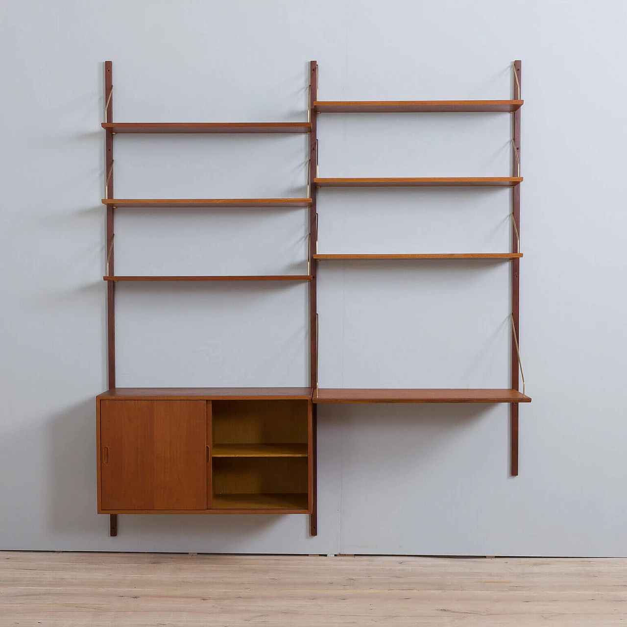 Wall unit in teak and brass by Hansen & Guldborg, 60s 5