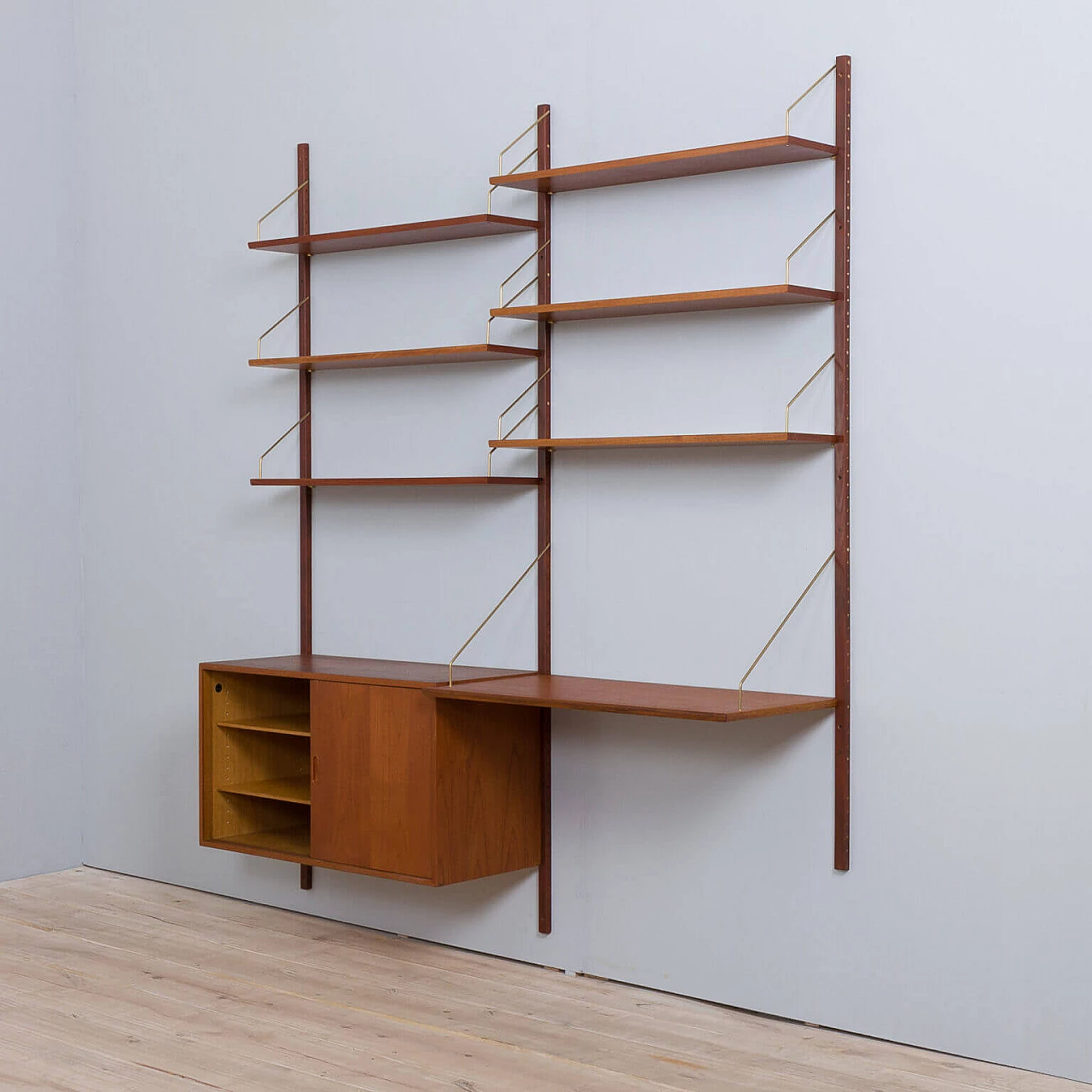 Wall unit in teak and brass by Hansen & Guldborg, 60s 7